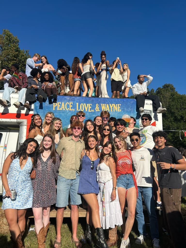 Duke DSP chapter group at a Peace, Love, and Wayne event